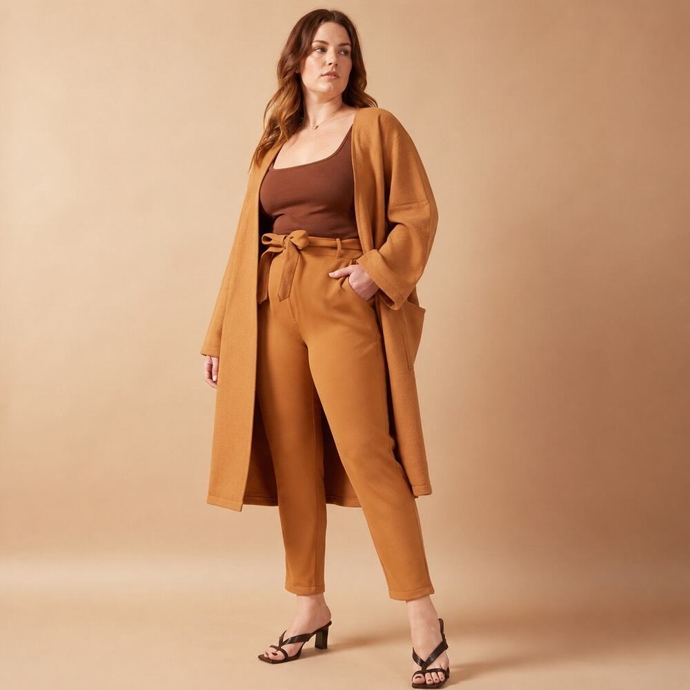 Leze The Label MIRA CARDICOAT Modal ALMOND XXL Minimalist Comfort Lounge